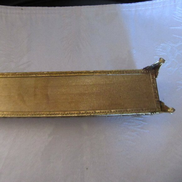 This is a vintage vanity tray with a mirror and lipstick holders. - Picture 8 of 13